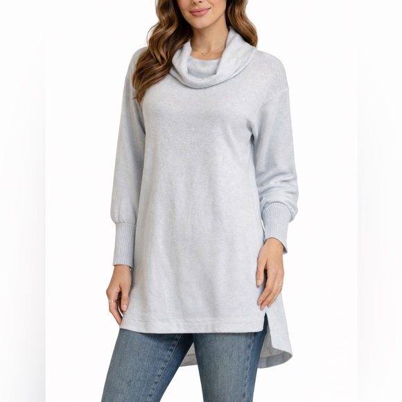 Maeve Sweaters - Maeve Anthropologie Light Blue Cowl Neck Tunic Sweater Hi-Low XS
